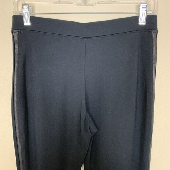 Spanx Womens Leggings M Black Faux Leather Side Stripe Ponte Track Jogger Pants - Picture 8 of 16